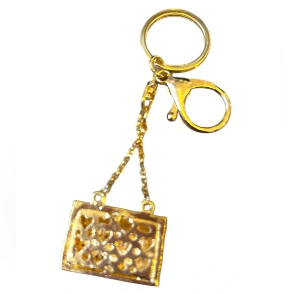 Gold and Silver Bling/Bling Keychain with Purse Charm - Picture 2 of 2